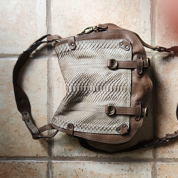 Abaco Jamily Python Snake Flap Bag - Brown - Picture 4 of 17